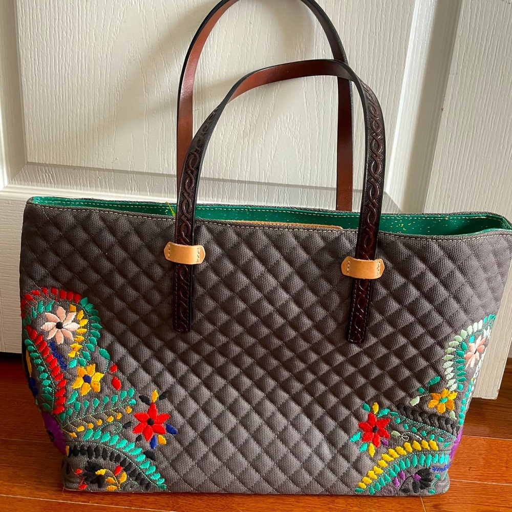 Gray Consuela embroidered tote!